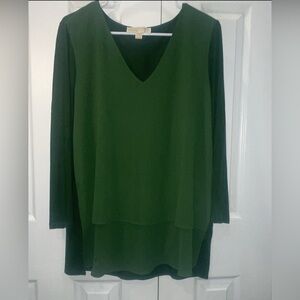 Michael Kors Green Boxy 3/4 Sleeve Blouse